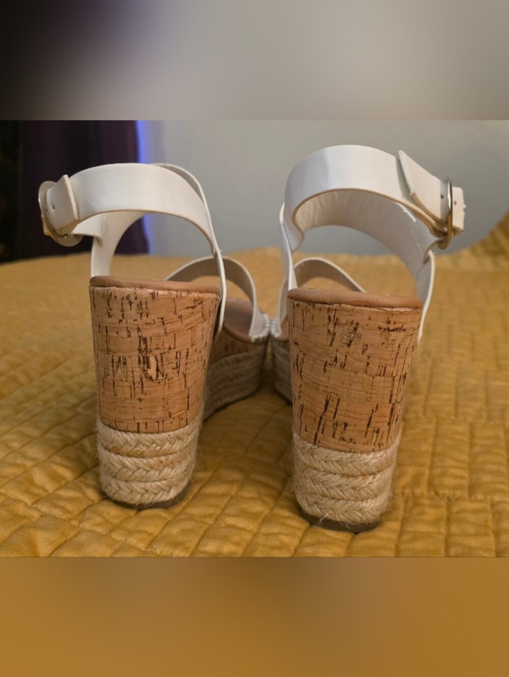 Soda White Espadrille Platform Wedge Sandals Size 8.5 - Picture 5 of 6